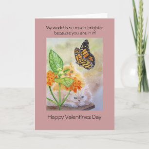 Tarjeta Festiva Los gatos vigilan la valentina de mariposa