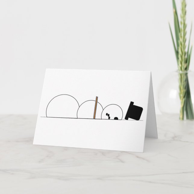 Tarjeta Festiva Los hombres de nieve empujan hacia arriba (Anverso)