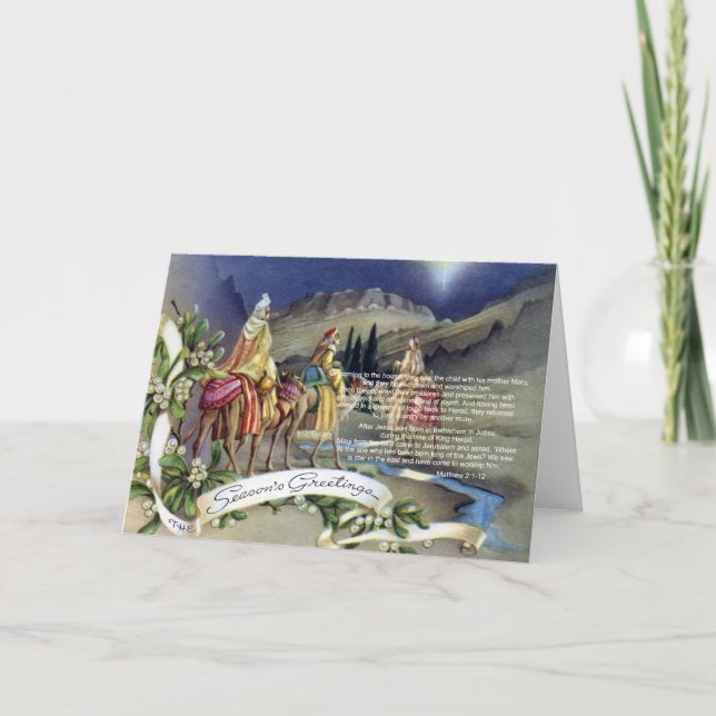 Tarjeta Festiva Los hombres sabios y el Matthew 2 (Anverso)