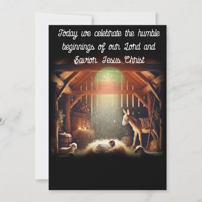 Tarjeta Festiva Los humildes orígenes de Jesús (Anverso)