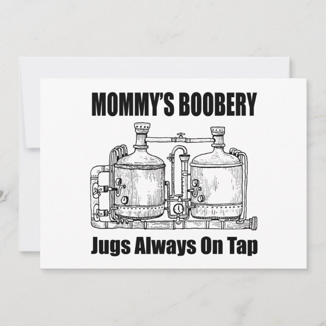 Tarjeta Festiva Los Jugos de la Boobery de Mamá Siempre Están Disp (Anverso)