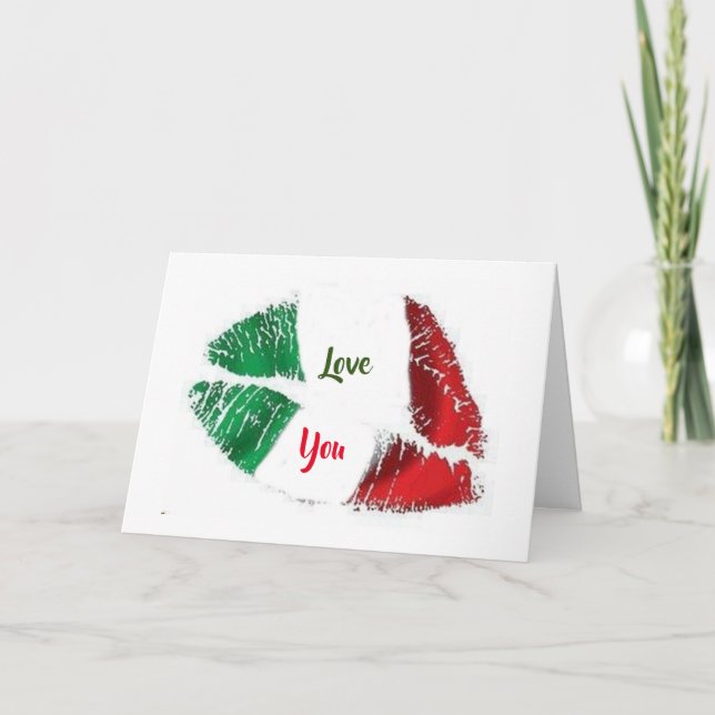 TARJETA FESTIVA LOS LABIOS ITALIANOS DICEN **TE AMAN** (Anverso)