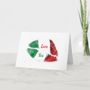 TARJETA FESTIVA LOS LABIOS ITALIANOS DICEN "TE AMO, ¿ME AMAS? TARJ