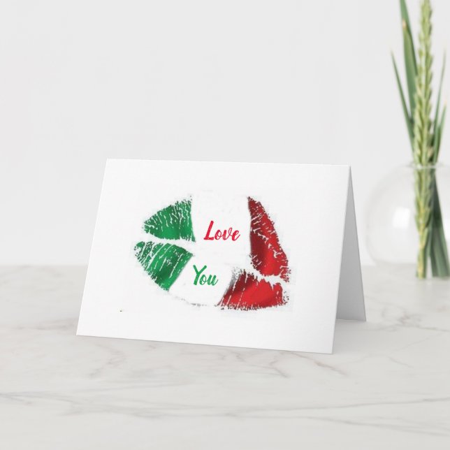 TARJETA FESTIVA LOS LABIOS ITALIANOS DICEN "TE AMO, ¿ME AMAS? TARJ (Anverso)