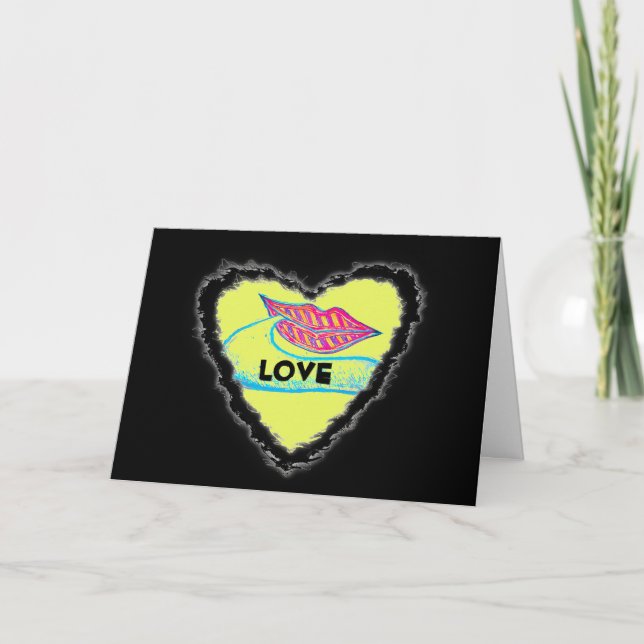 Tarjeta Festiva Los labios rosados y una palabra baloon o lengua (Anverso)