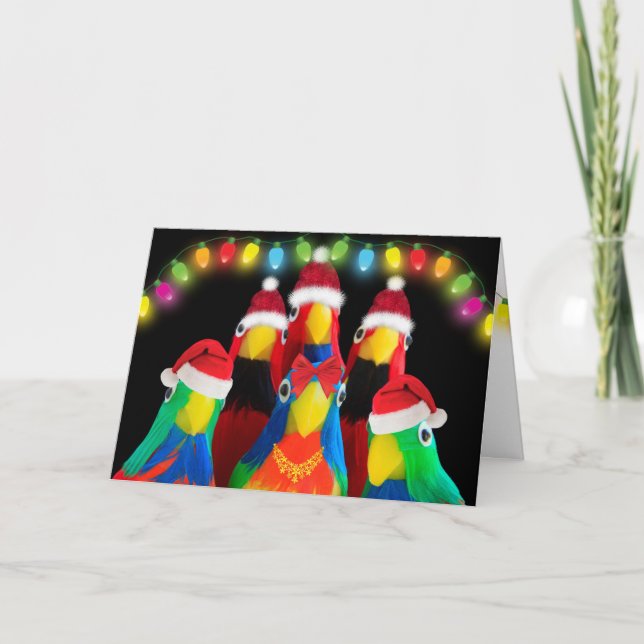 Tarjeta Festiva Los loros aman a los Navidades (Anverso)