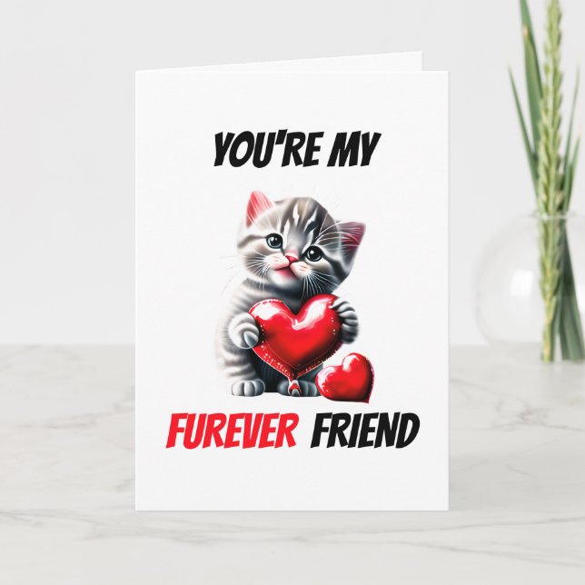 Tarjeta Festiva Los mejores amigos kitten furever bff niños gato d (Anverso)