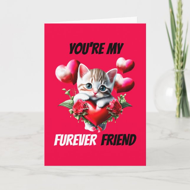 Tarjeta Festiva Los mejores amigos lindos gatitos gatito pun furev (Anverso)