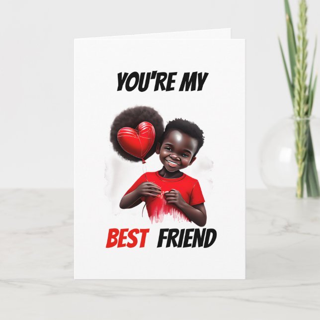 Tarjeta Festiva Los mejores amigos melanin pequeño Valentines bff (Anverso)