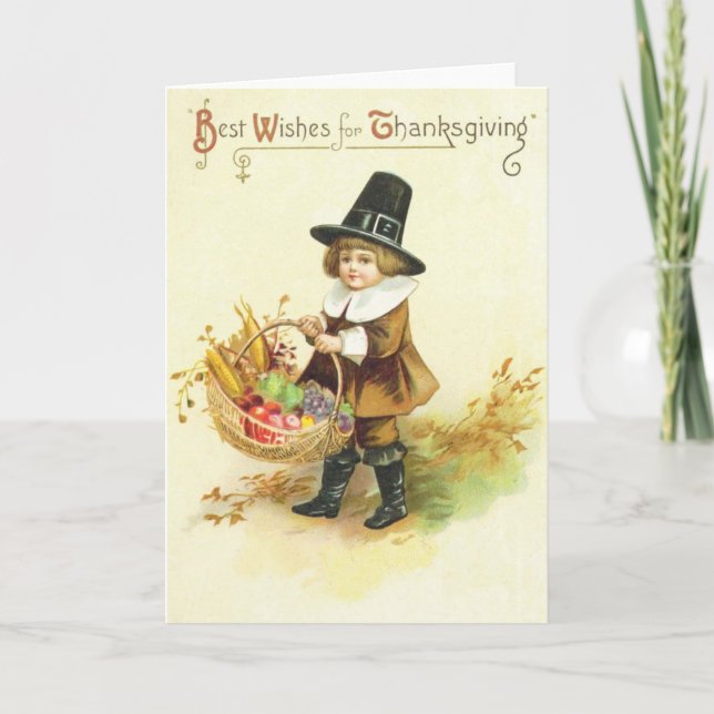 Tarjeta Festiva Los mejores deseos para Acción de Gracias (Anverso)