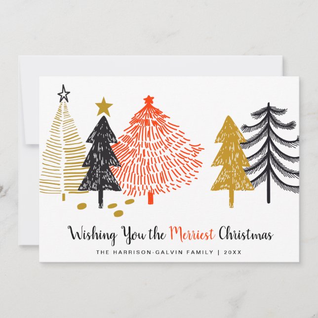 Tarjeta Festiva Los mejores Navidades resumen árboles modernos (Anverso)