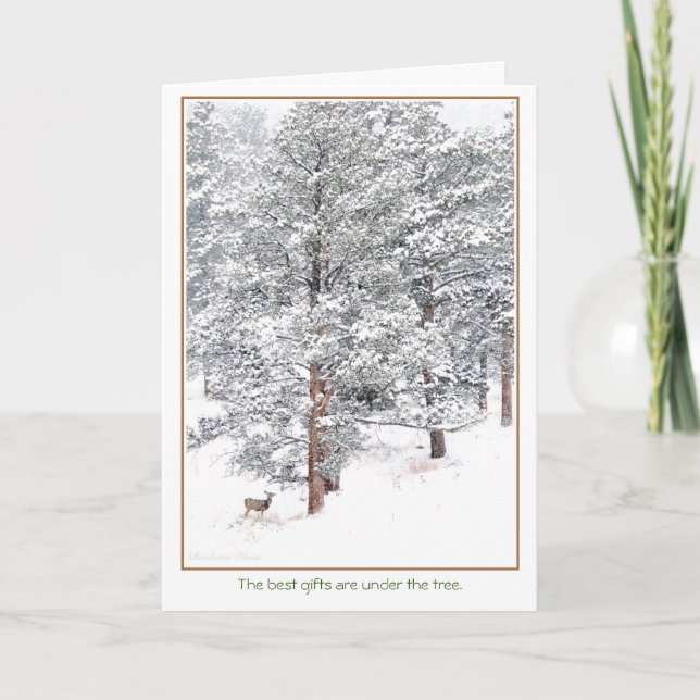 Tarjeta Festiva Los mejores regalos están debajo de los árboles. t (Anverso)