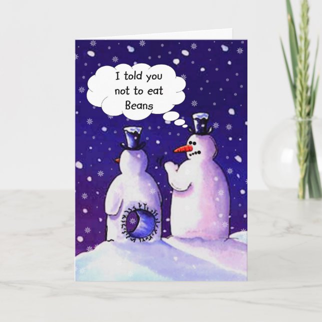 Tarjeta Festiva Los muñecos de nieve no comen habas (Anverso)