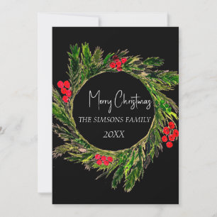 Tarjeta Festiva Los Navidades acuarelas rompen con moras y brillan