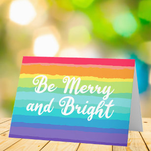 Tarjeta Festiva Los Navidades arcoiris son orgullo gay y brillante