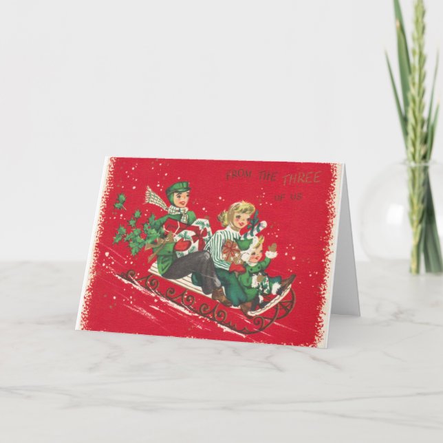 Tarjeta Festiva Los navidades Atravesan El Río Y La Madera (Anverso)