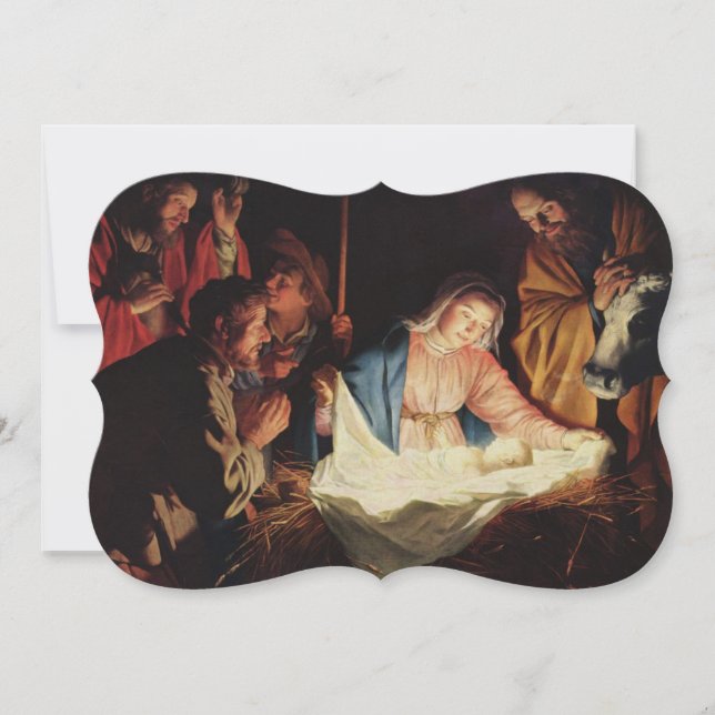 Tarjeta Festiva Los Navidades Bellas Artes Fancy de la Natividad (Anverso)