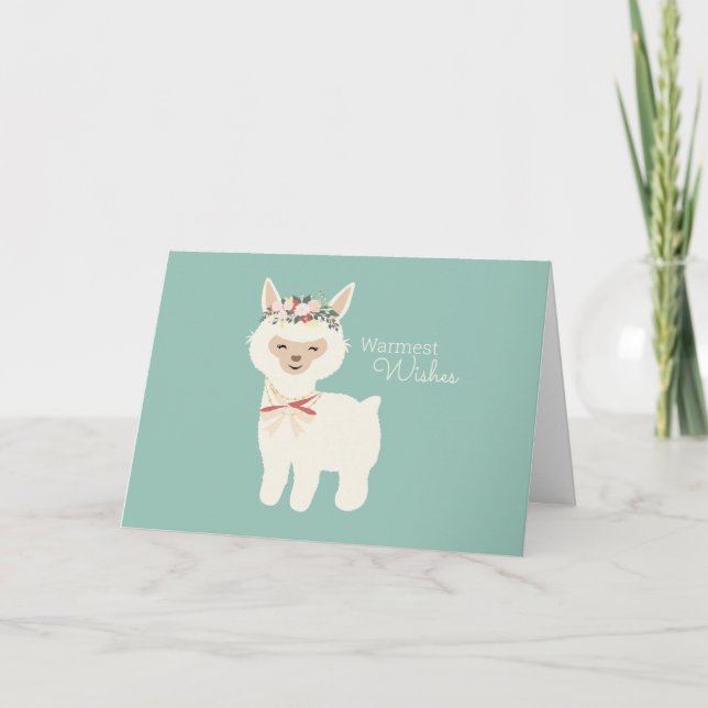 Tarjeta Festiva Los Navidades de Alpaca saludan con gracia (Anverso)