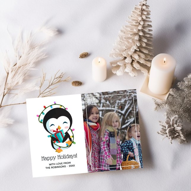 Tarjeta Festiva Los Navidades de Cute Pingüino Felices Fiestas (Subido por el creador)