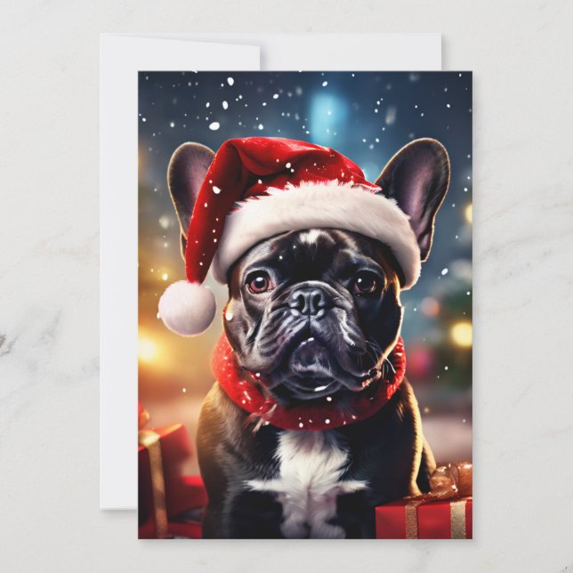 Tarjeta Festiva Los Navidades de descarga instantánea del Bulldog  (Anverso)