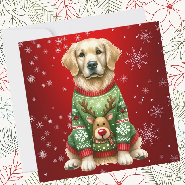 Tarjeta Festiva Los Navidades De Golden Retriever Susurran En Rojo (Subido por el creador)