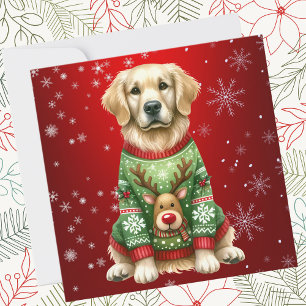 Tarjeta Festiva Los Navidades De Golden Retriever Susurran En Rojo