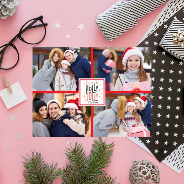 Tarjeta Festiva Los Navidades de Holly Jolly aseguran (añada tus f (Subido por el creador)