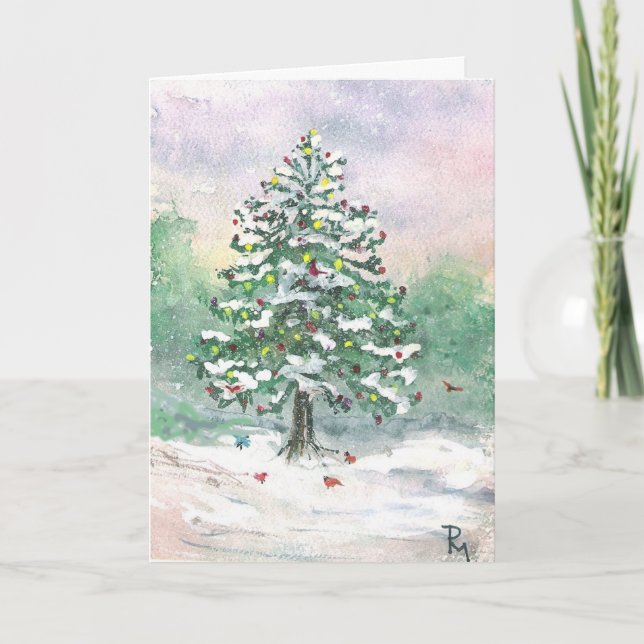 Tarjeta Festiva "Los Navidades de las aves" (Anverso)