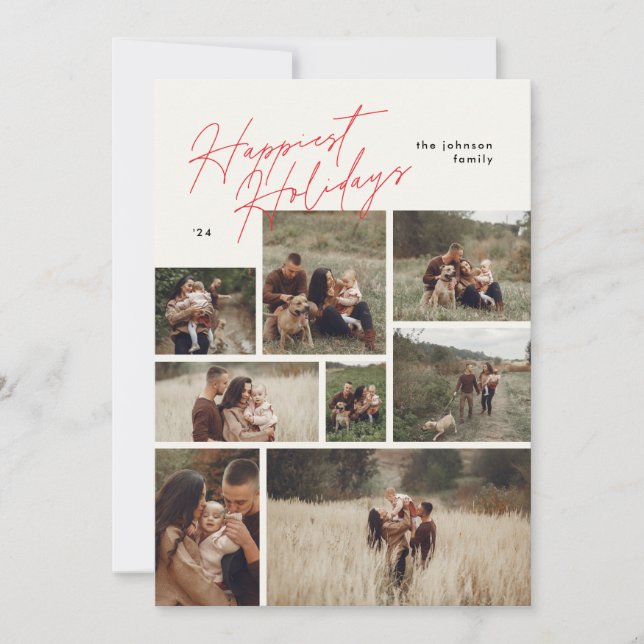 Tarjeta Festiva Los Navidades de los Collage modernos, Red 8, la f (Anverso)