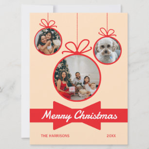 Tarjeta Festiva Los Navidades de Red Bow se pegan tres fotos
