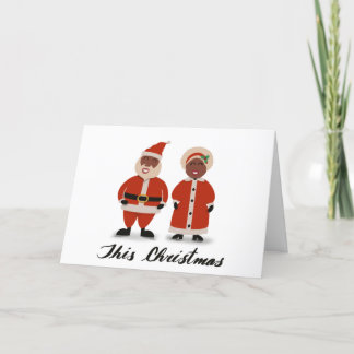 Tarjeta Festiva Los Navidades de Santa y Claus Card Black Santa