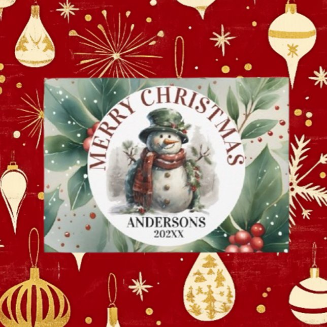 Tarjeta Festiva Los Navidades de Snowman Cute quieren (Spread joy this holiday season with Brett's Snowman Christmas Wishes card)