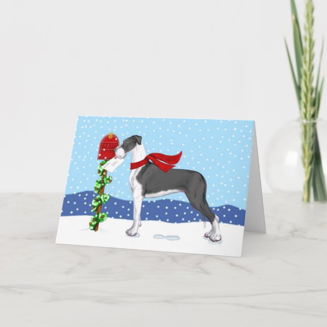 Tarjeta Festiva Los Navidades del gran danés, Mail Mantle UC (Anverso)