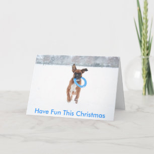 Tarjeta Festiva Los navidades gritan a Jolie jugando en la nieve