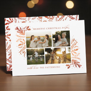 Tarjeta Festiva Los Navidades más amables desean 4 Foto Floral Bot