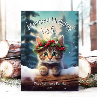 Tarjeta Festiva Los Navidades más bonitos de Kitten y Woodland