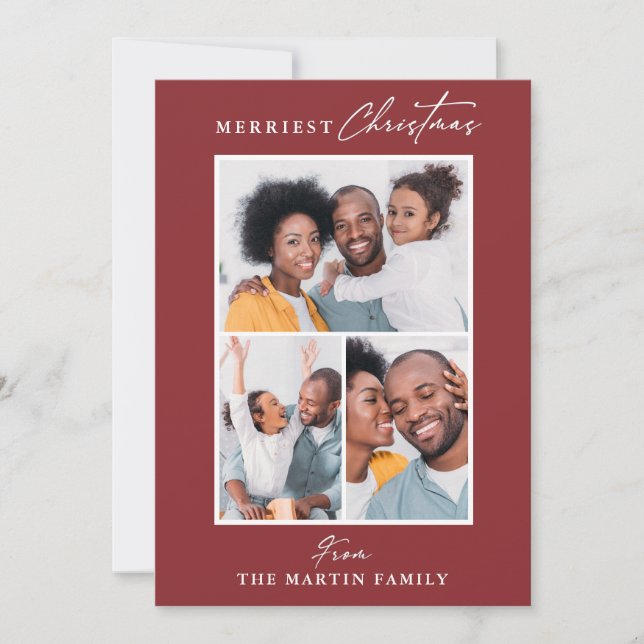 Tarjeta Festiva Los Navidades más valientes rojos Tres Collages de (Anverso)