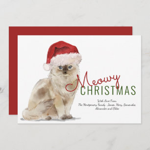 Tarjeta Festiva Los Navidades Meowy adoran el guión moderno de Cat