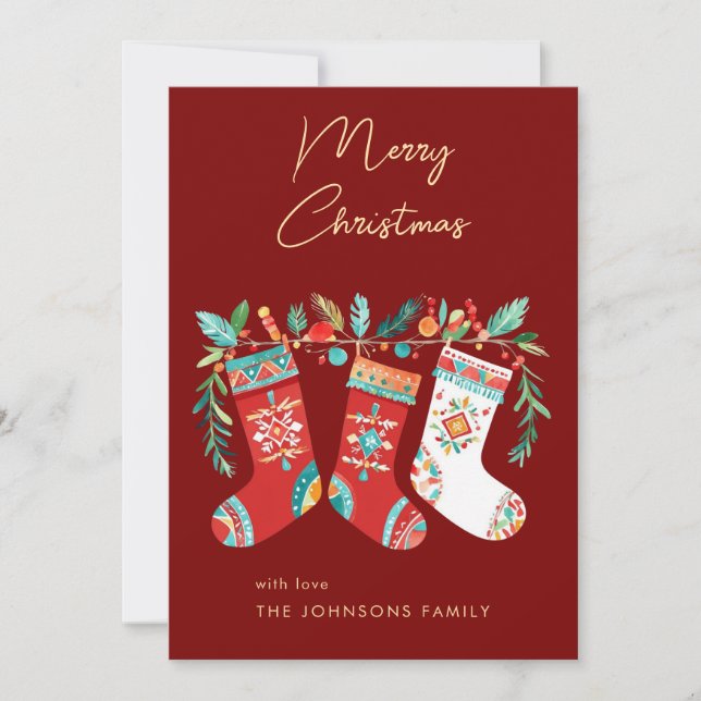 Tarjeta Festiva Los Navidades modernos boho estiman el patrón trib (Anverso)