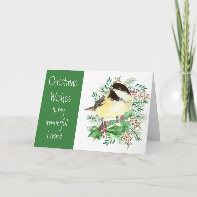 Tarjeta Festiva Los navidades quieren a un amigo amigo de pájaros  (Anverso)