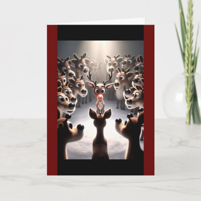 Tarjeta Festiva Los Navidades radiantes de Rudolph (Anverso)