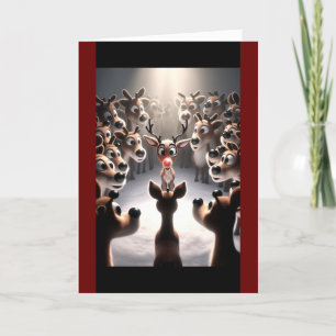 Tarjeta Festiva Los Navidades radiantes de Rudolph