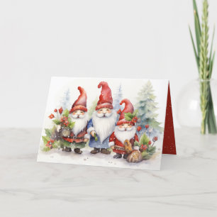 Tarjeta Festiva Los Navidades Se Gnoman En Los Copos De Nieve