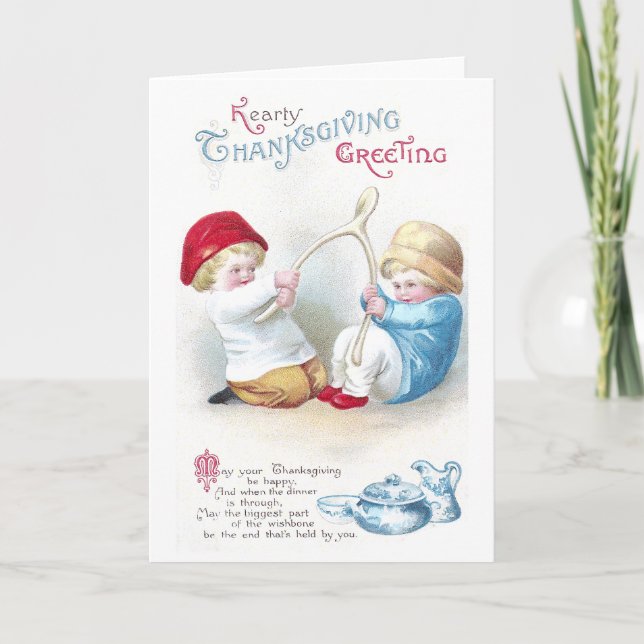 Tarjeta Festiva Los niños tiran en acción de gracias gigante del (Anverso)