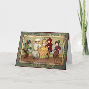 Tarjeta Festiva Los niños victorianos bailando