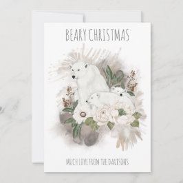 Tarjeta Festiva Los osos polares beary Navidades nombran blanco