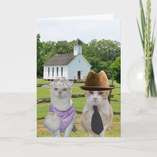 Tarjeta Festiva Los pequeños gatos que quisieron ir a la iglesia (Anverso)