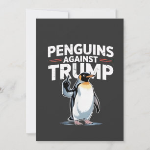 Tarjeta Festiva Los pingüinos contra Trump y contra Trump resisten