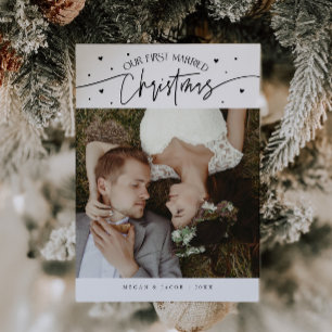 Tarjeta Festiva Los primeros Navidades casados de la foto blanca