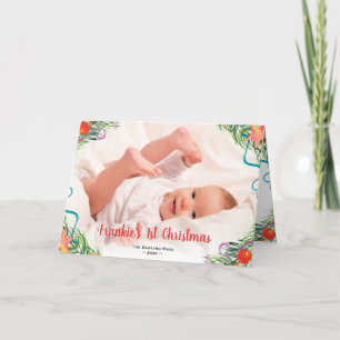 Tarjeta Festiva Los primeros Navidades del bebé, foto de sangre co